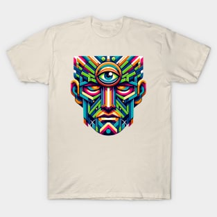 Vibrant Cyclops Vision: Mythical Tribal Art T-Shirt